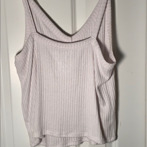 AE Soft and Sexy White Ribbed, V-Neck Tank Top - Picture 3 of 3